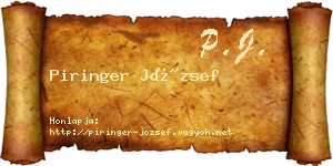 Piringer József névjegykártya